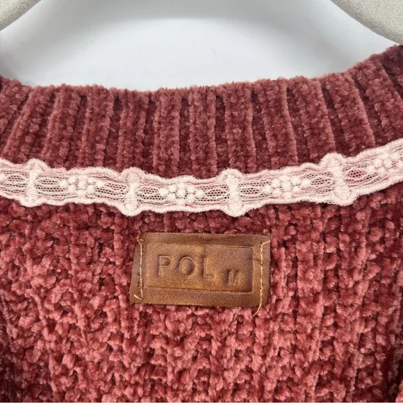 POL Sweater Vest Womens  Faded Burgundy V-Neck Distressed Look Soft Feel NWOT - Picture 11 of 16